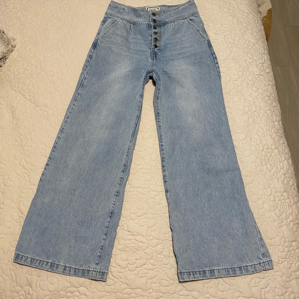 Garota L Wide Leg High Waisted 6-Button Jeans